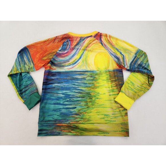 Exclusive Top Women Large Colorful Rainbow Sun Beach Sunset Painting Art to Wear - Picture 6 of 7
